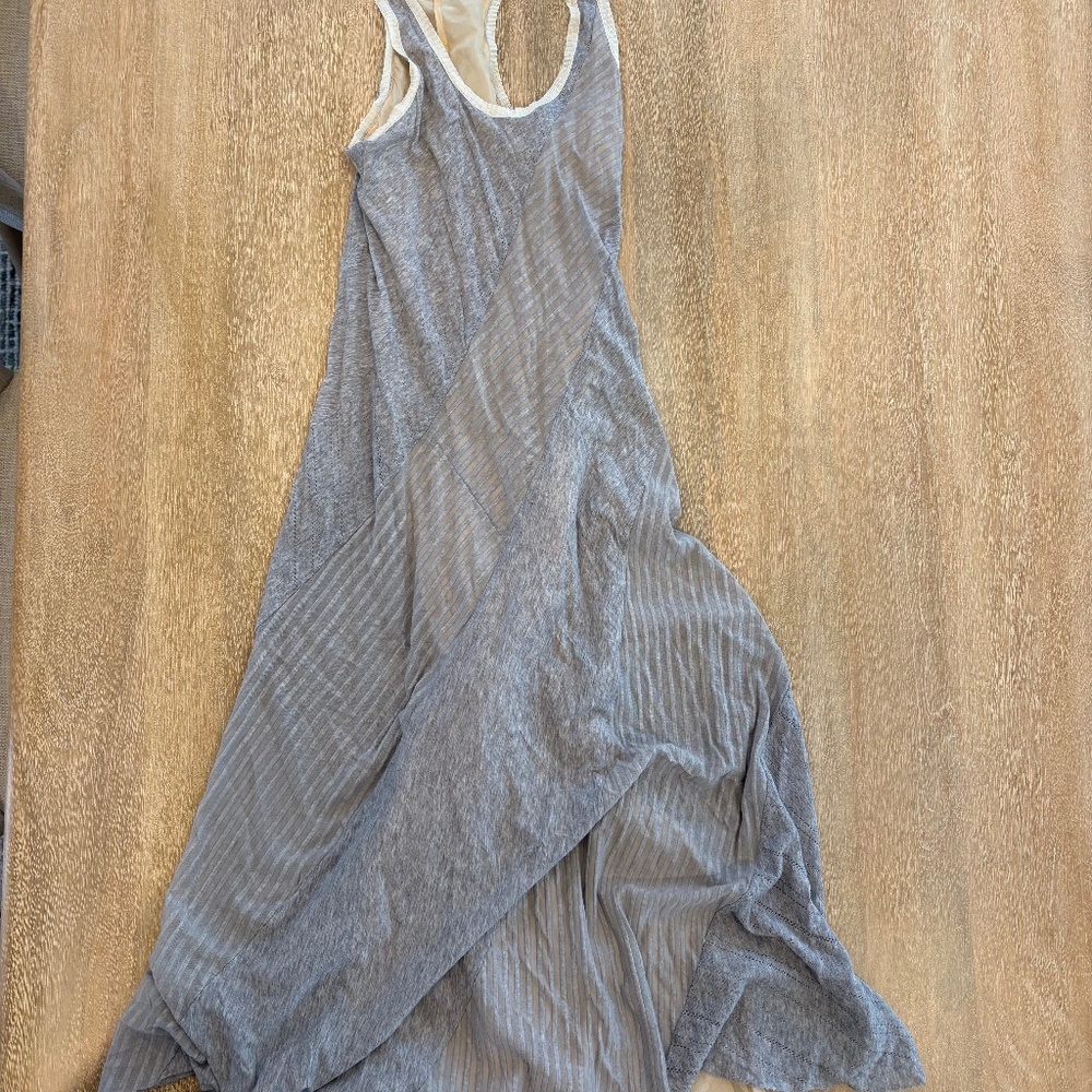 Athleta Gray Racerback Maxi Dress – Mixed Knit Panel – Size Small